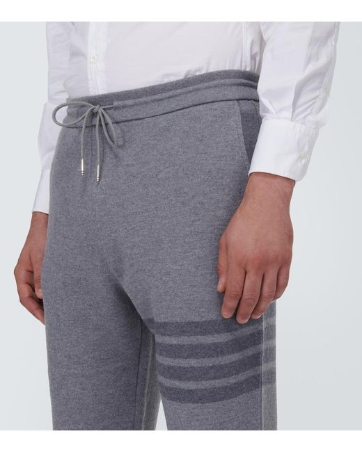 Thom Browne Gray 4-Bar Wool-Blend Sweatpants for men