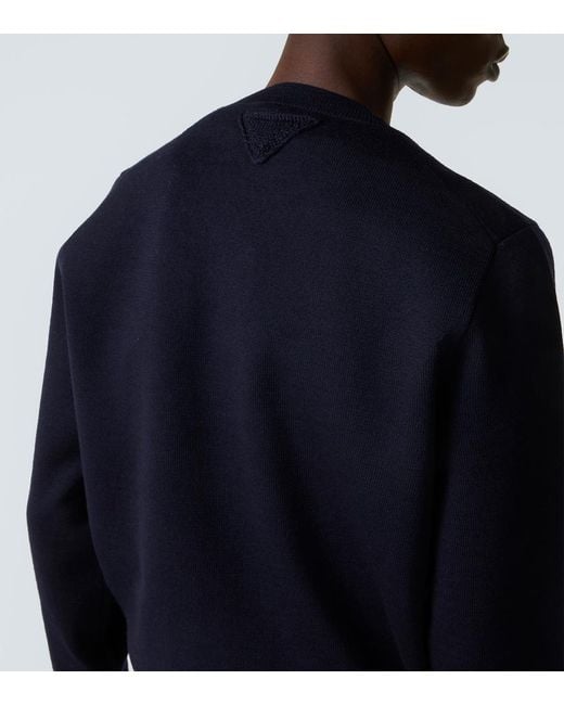 Prada Blue Wool-Blend Sweater for men