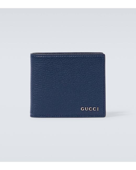Gucci Blue Logo Leather Bifold Wallet for men