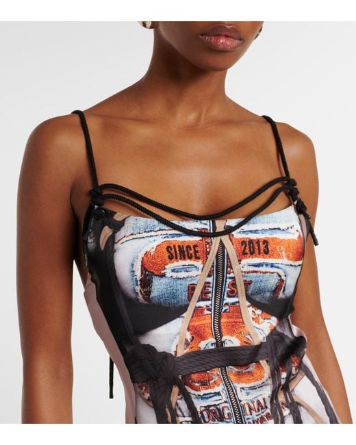 Y. Project Multicolor Bondage Printed Midi Dress
