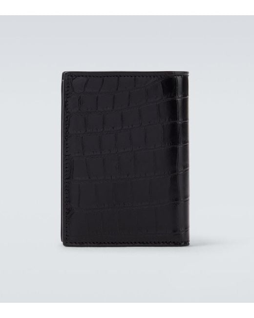 Saint Laurent Black Cassandre Leather Card Holder for men
