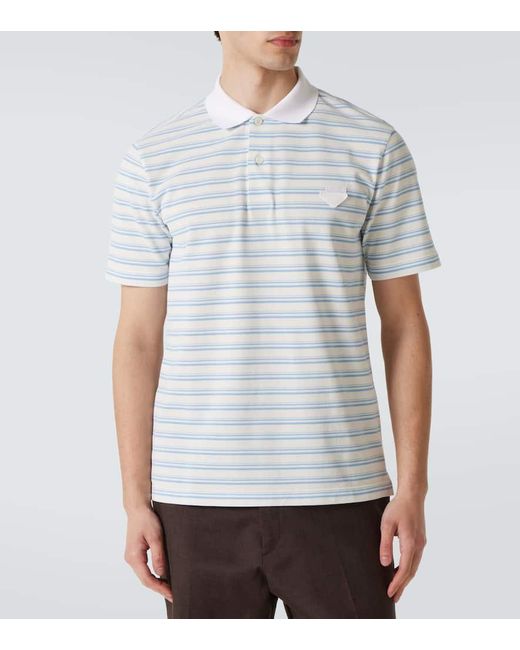 Prada Polohemd Aus Baumwolle in Blue für Herren