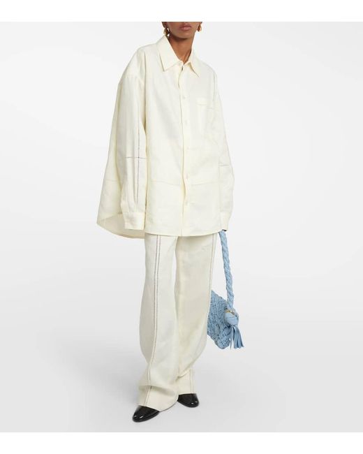 Camicia oversize in lino di Bottega Veneta in White