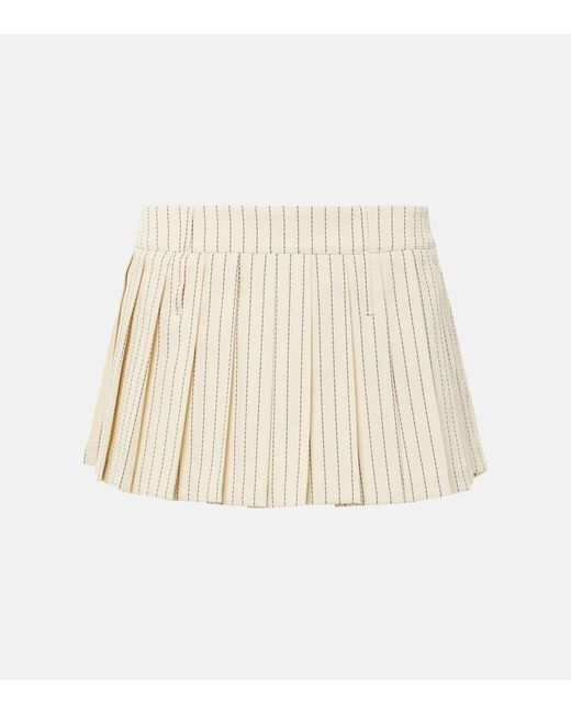 Frankie Shop Natural Blake Pleated Pinstripe Twill Miniskirt