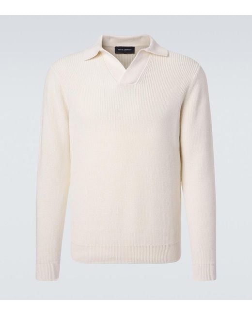 Thom Sweeney White Cotton Polo Shirt for men