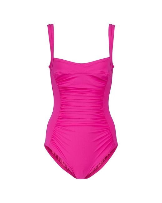 Karla Colletto Pink Basics Ruched Swimsuit