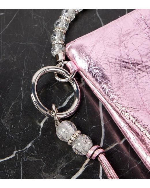 Jimmy Choo Pink Callie Small Metallic Leather Clutch