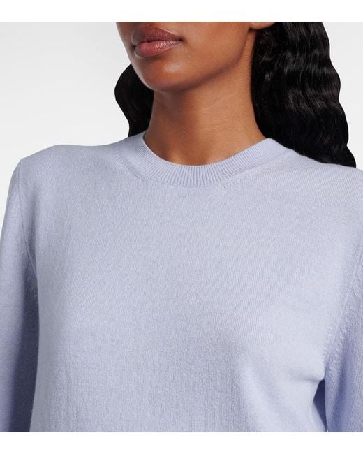 Alexander McQueen Blue Pullover Aus Wolle Und Kaschmir Mit Spitze