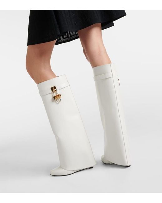 Givenchy White Stiefel Shark Lock Aus Leder