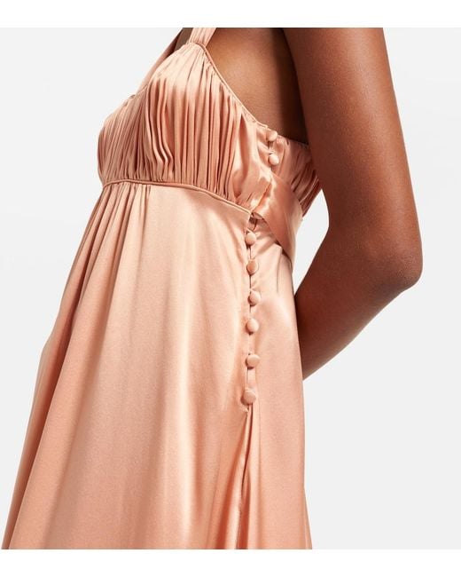 Chloé Pink Ruched Silk Satin Maxi Dress