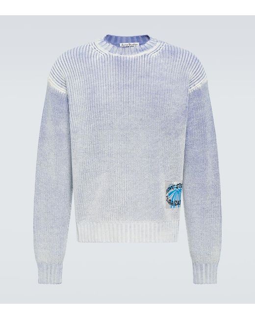 Acne Blue Applique Cotton-blend Sweater for men
