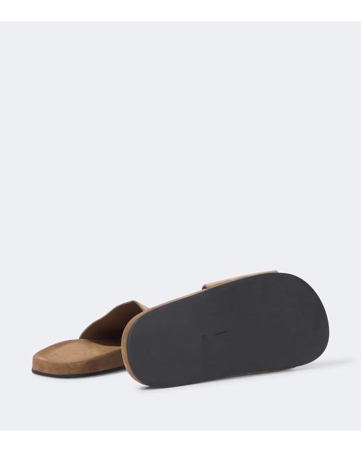 The Row White Hugh Suede Slides for men