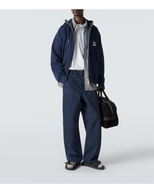 Sacai Blue X Carhartt Cotton Jersey Hoodie for men