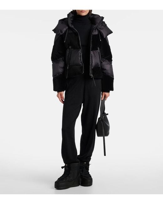 Bogner Black Cathy Velvet-Trimmed Down Jacket