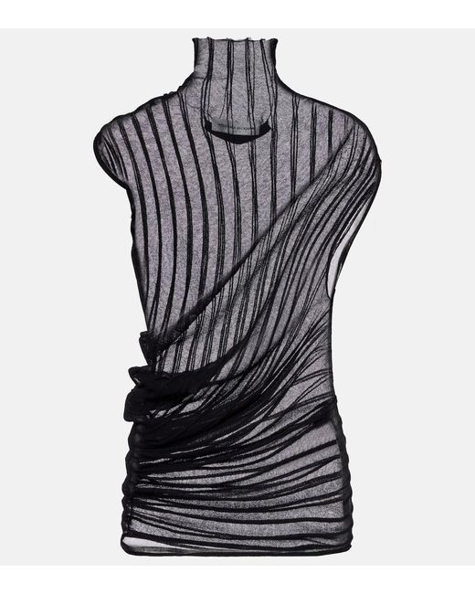 Top Asimetrico En Mezcla De Algodon Victoria Beckham de color Black