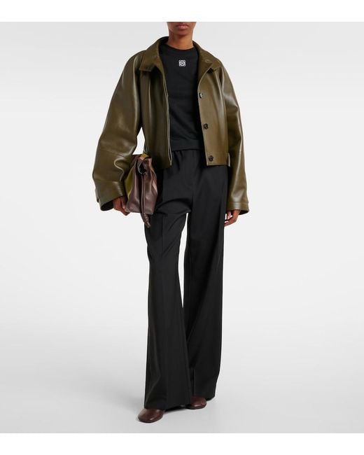 Loewe Black Logo Wool Mid-Rise Straight Pants