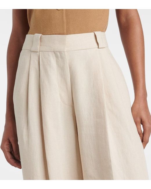 Blazé Milano Natural Weite High-Rise-Hose Husi Aus Leinen