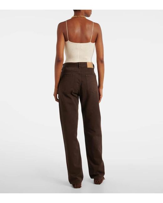 Blazé Milano Brown Paso Embroidered Straight Jeans