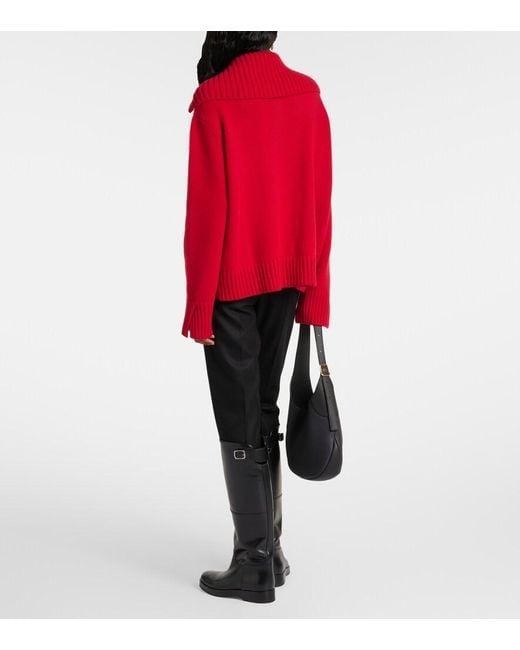 Loro Piana Red Parksville Cashmere Half-Zip Sweater