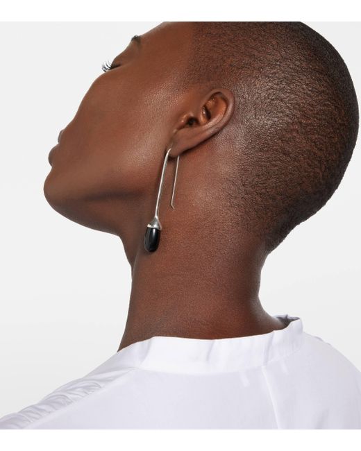 Sophie Buhai White Long Dripping Stone Sterling Silver Drop Earrings With Onyxes