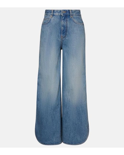 Jeans A Gamba Larga E Vita Media di Loewe in Blue