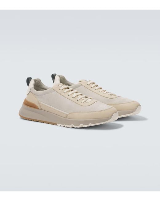 Brunello Cucinelli Sneakers Aus Veloursleder Und Leder in White für Herren