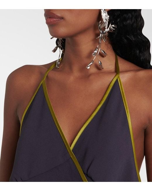 Dries Van Noten Purple Crepe Satin Wrap Top