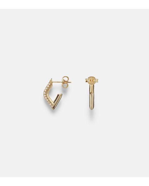 Sydney Evan White 14Kt Hoop Earrings With Diamonds