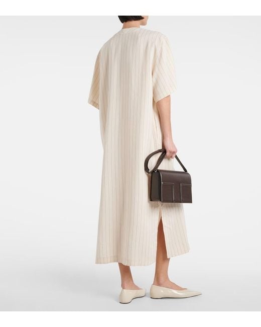 Totême White Pinstriped Midi Shirt Dress