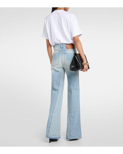 Jeans a gamba larga e vita alta di Victoria Beckham in Blue