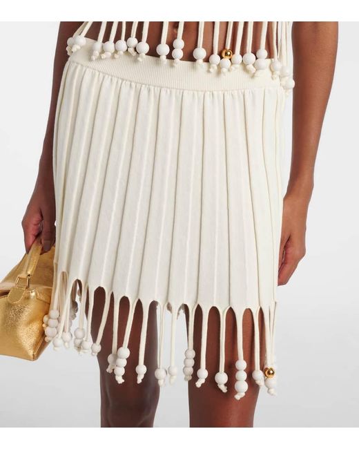 LOEWE Paula's Ibiza cotton-blend miniskirt ミニ スカート Pleated mini skirt in cotton blend White - LOEWE