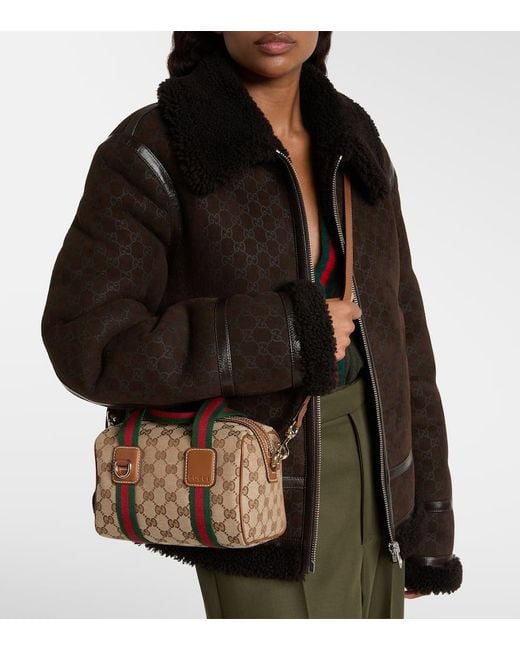 Gucci Brown Mini Gg Canvas Crossbody Bag