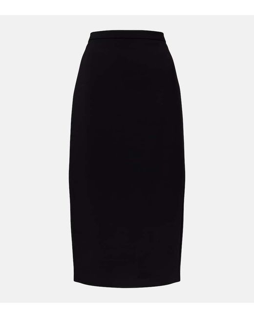 Max Mara Black Otre Wool Midi Skirt