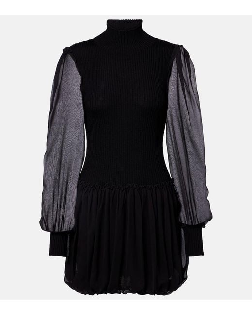 FRAME Black Minikleid Aus Wolle Und Seide