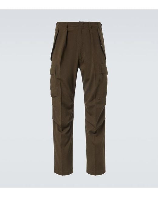 Tom Ford Green Wool, Cashmere, And Silk Cargo Pants for men