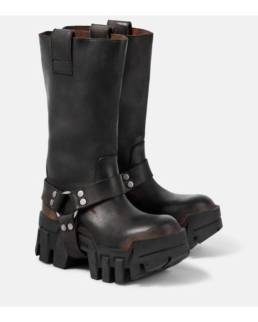 Balenciaga Black Bulldozer Harness Leather Biker Boots