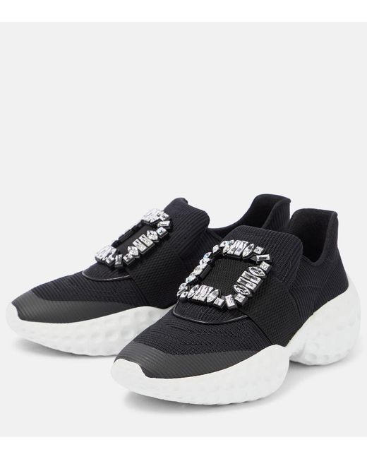 Roger Vivier Black Viv' Run Embellished Sneakers