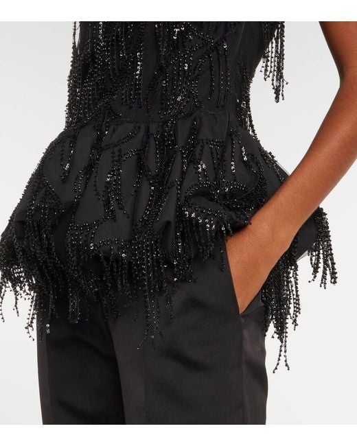 ROTATE BIRGER CHRISTENSEN Black Albertina Sequined Strapless Top