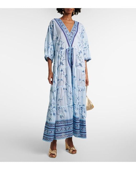 Juliet Dunn Blue Bedruckter Kaftan Aus Baumwolle