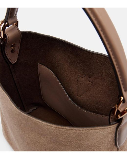 Tod's Brown T Timeless Suede Tote Bag
