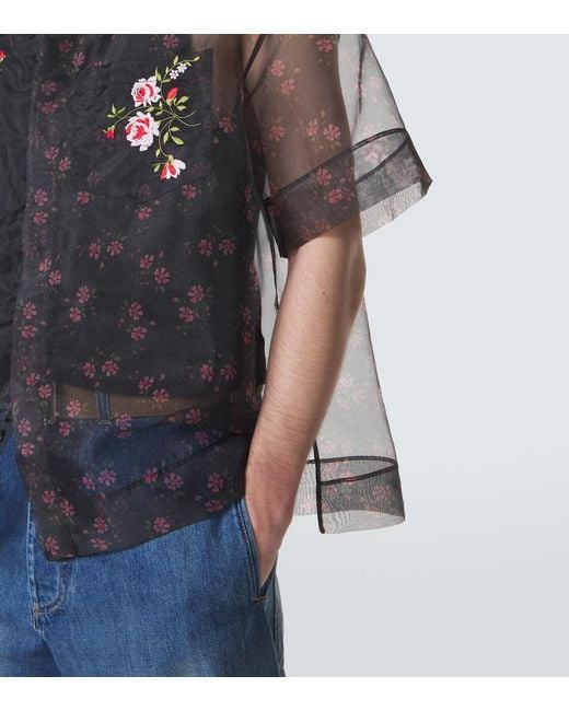 Simone Rocha Gray Floral Sheer Organza Shirt for men