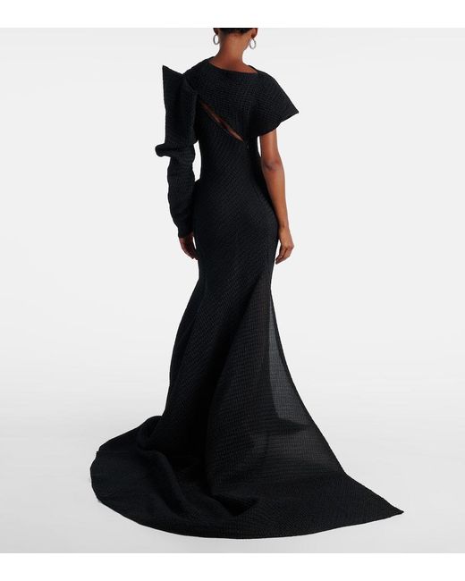 Maticevski Black Lyra Asymmetric Draped Gown