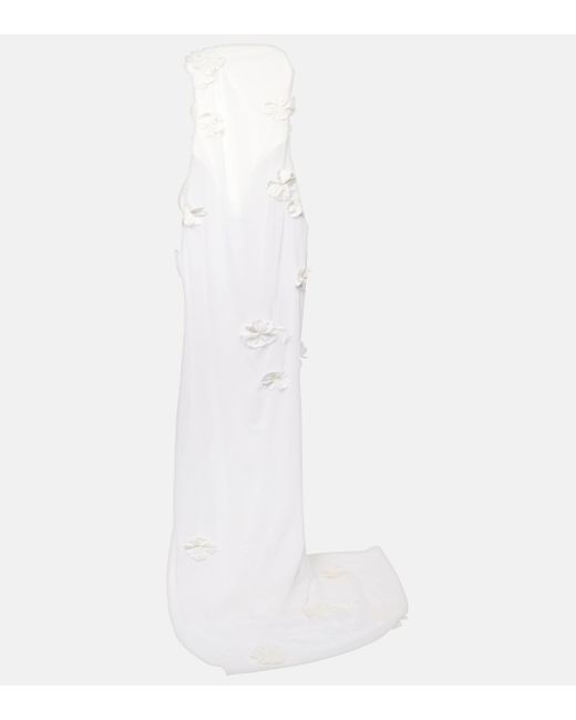Jacquemus White Embroidered Silk-blend Mousseline Maxi Dress