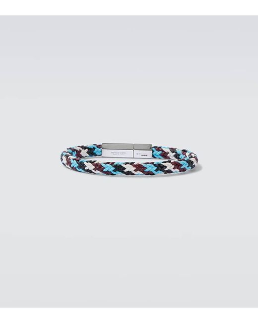 Bottega Veneta Blue Sterling And Leather Bracelet for men