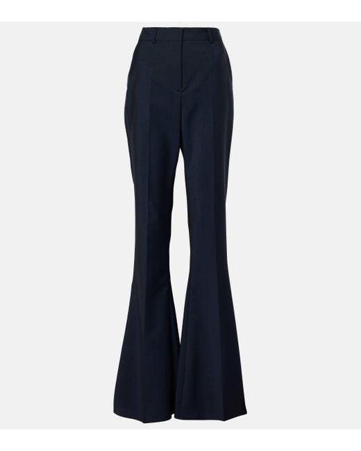 Sportmax Blue Aeroso1234 Wool-Blend Flared Pants