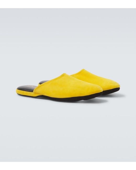 Charvet Yellow Suede Slippers for men