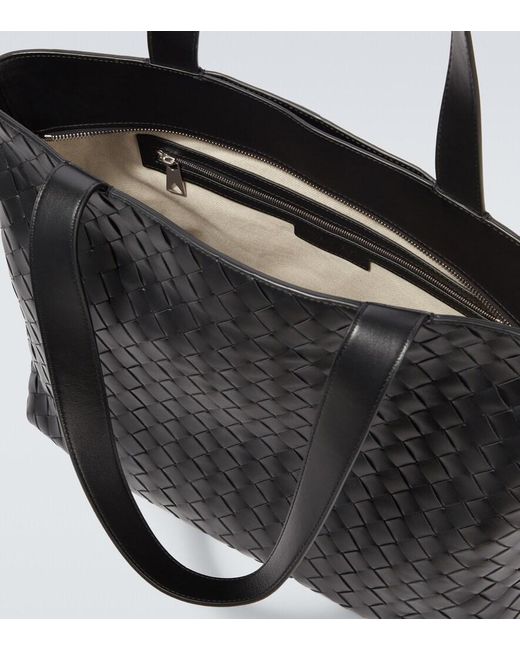 Bottega Veneta Black Intrecciato Small Leather Tote Bag for men