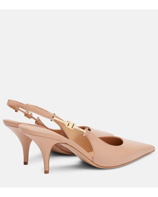Ferragamo Natural Tally 70 Leather Slingback Pumps