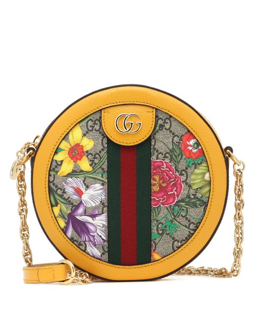 Gucci Multicolor Ophidia Small GG Flora Canvas & Leather Shoulder Bag