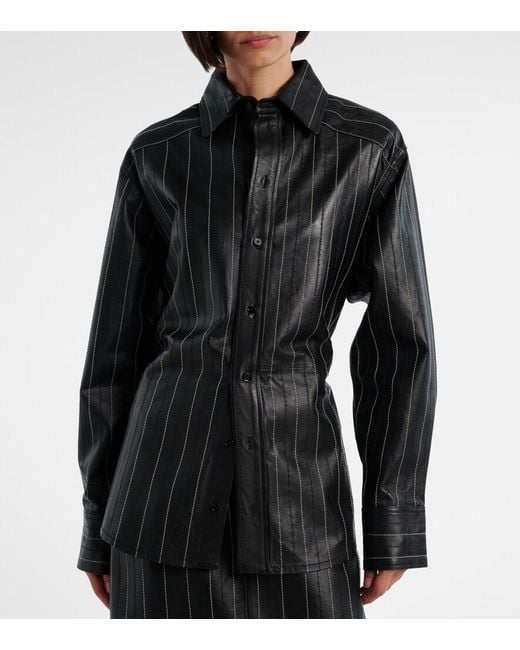 Victoria Beckham Black Belted Leather Jacket